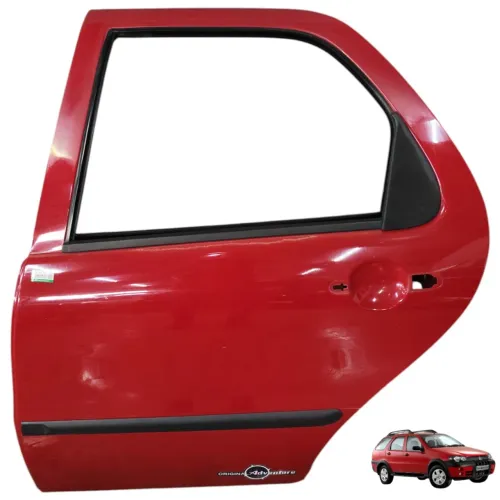 Porta Traseira Esquerda Fiat Palio Weekend Adv 2005 2006 07 Traseira Esquerdo Vermelho