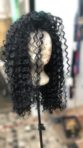 Wig orgânica ondulada +cap touca de peruca