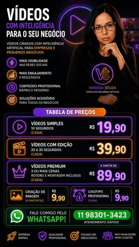 Crio videos de inteligência artificial para divulgação de serviços e vendas