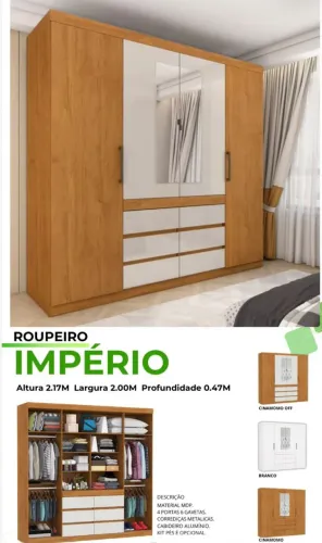 Guarda roupas novos embalados com garantia