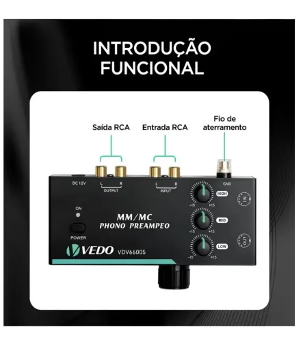 Pré-amplificador Phono Vedo Vdv66005 Mm/mc Toca-discos