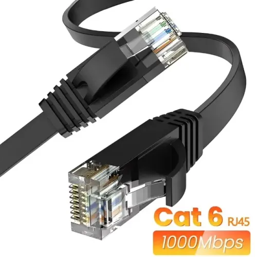 Cabo Flat Cat 6 Ethernet RJ45 10 Gbps   5M