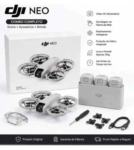 Drone DJI NEO + kit 3 baterias com carregador