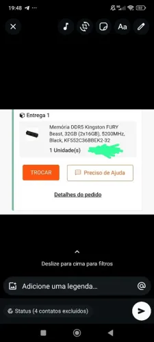 Memória DDR5 Kingston FURY Beast, 32GB (2x16GB), 5200MHz