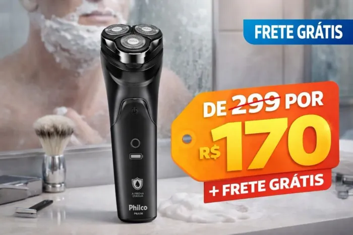 Barbeador Elétrico Pba08 À Prova Dágua Bivolt Philco Preto