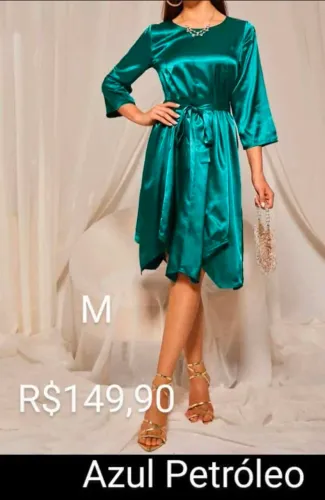 Lindo Vestido M Verde - Azul - Petróleo - Meia Estação 