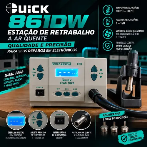 Estação de Retrabalho QUICK 861DW 220v Original - Muito Nova!
