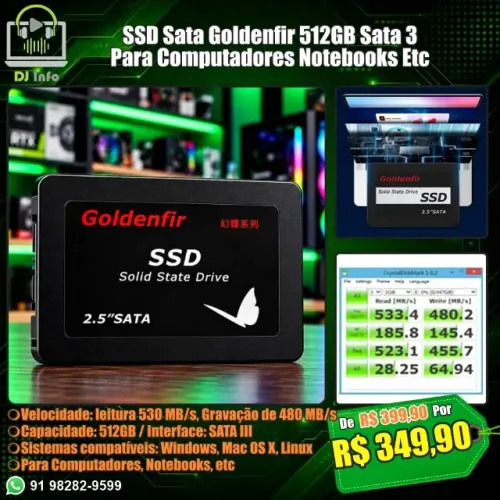 SSD Sata Goldenfir 512GB Sata 3 Para Computadores Notebooks Etc