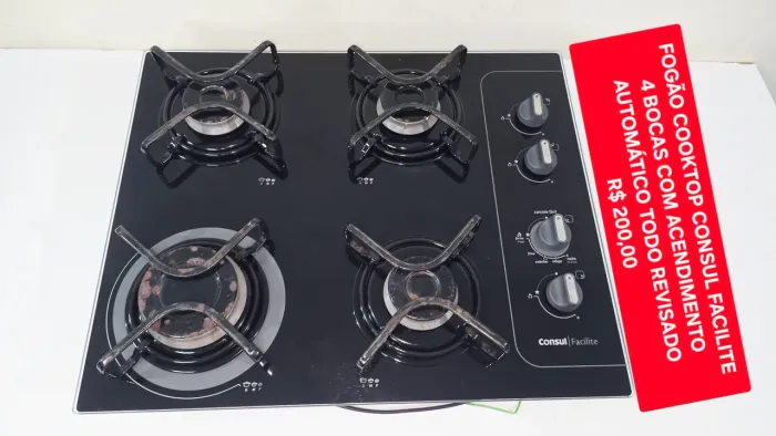 Fogão Cooktop Consul Facilite 4 Bocas com Acendimento Automatico Todo Revisado