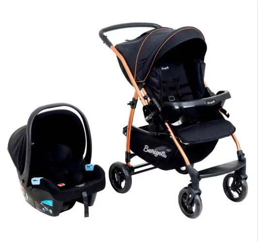 Carrinho Passeio e Bebê Conforto Burigotto Rio 22 Preto Cobre (0 à 22Kg)