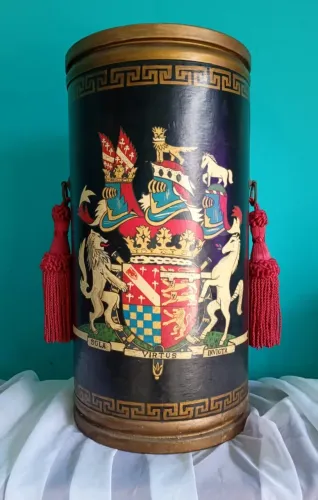 Antigo e belíssimo porta guarda chuvas e bengala Inglês - Brasão Familia Howard Suffolk