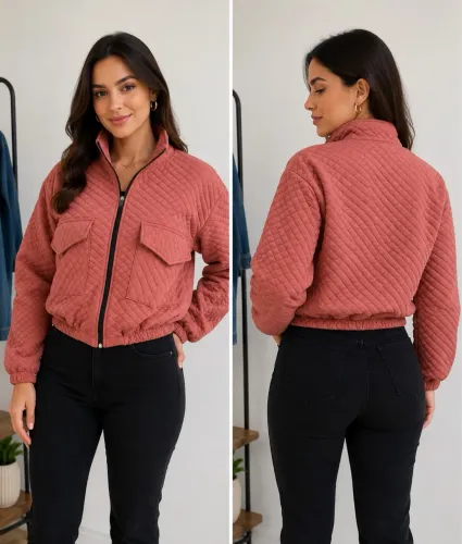 Jaqueta bomber feminina rosa M