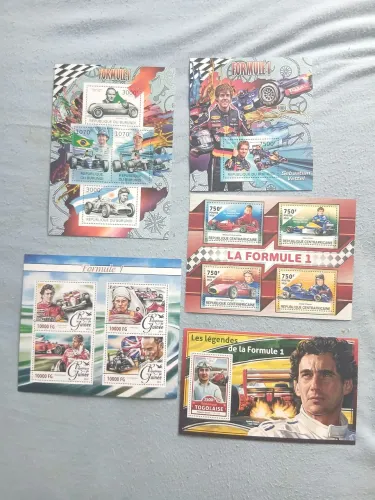 Lote de selos Fórmula 1 - Senna e outros