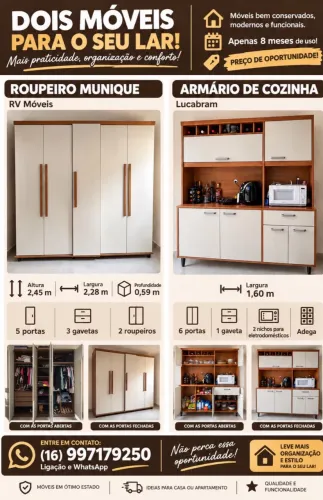 Roupeiro (Munique) + Armário Cozinha (Lucabram)