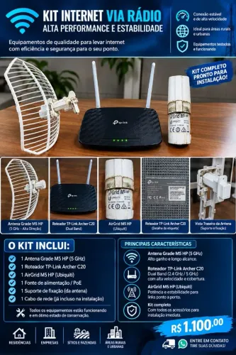 KIT INTERNET VIA RÁDIO- COMPLETO.