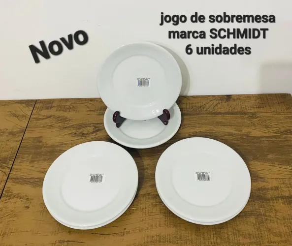 Jogo 6 Pratos Sobremesa Schmidt Convencional Branco - Novo Com Etiqueta