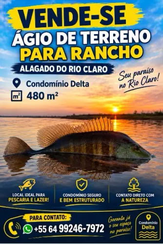 VENDE-SE AGIO DE TERRENO PARA RANCHO NO CONDOMINIO DELTA-480M2 *