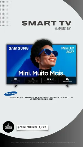 Smart TV 65" Samsung 4K UHD Mini LED M75H One UI Tizen UN65M75HAGXZD 2027