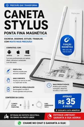 CANETA MAGNÉTICA STYLUS UNIVERSAL NA CAIXA