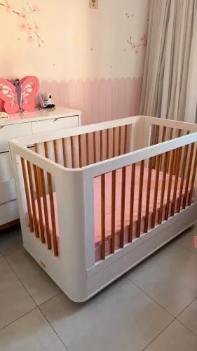 Berço vira caminha + trocador, ninho, almofada