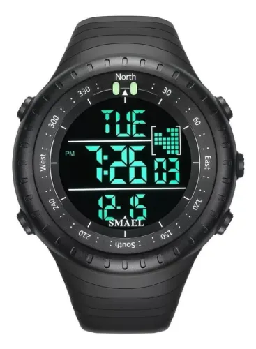Relógio Masculino Digital Smael à prova D´água 5 atm- com Pulseira de Borracha - Original!