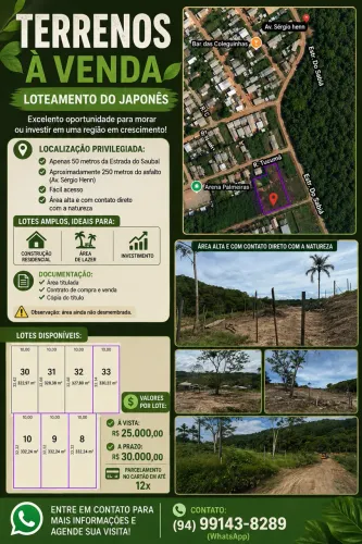 TERRENOS À VENDA - LOTEAMENTO DO JAPONÊS
