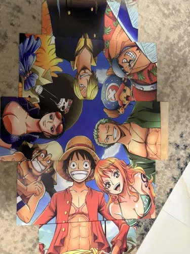 Quadro 5 Peças Para Sala One Piece Anime Desenhos Series 3d