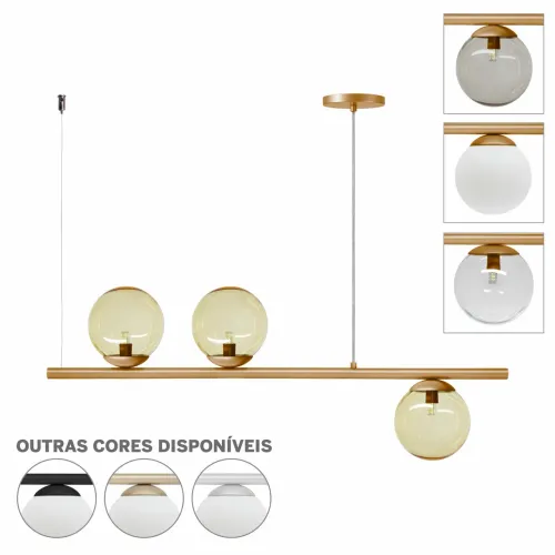 Pendente Lustre LuminaLux Jabuticaba PLX0009 Vidro Globo