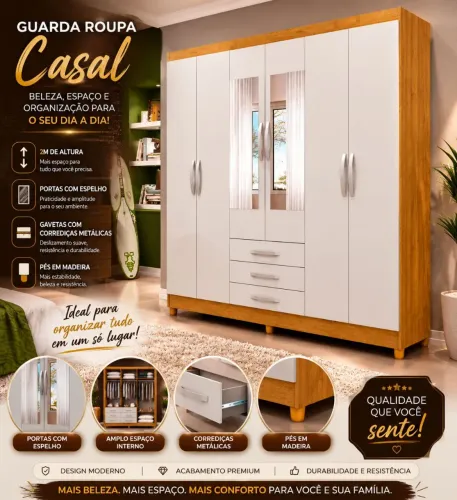 Guarda Roupa Casal com Espelho