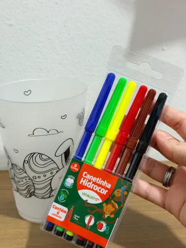 Kit de Pintura Copo + Canetinhas 6 Cores
