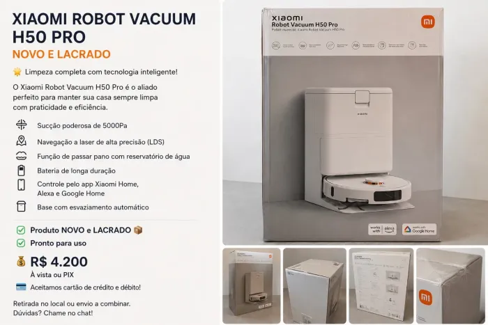     Xiaomi Robot Vacuum H50 Pro | Novo, Lacrado | Aceito Cartão 