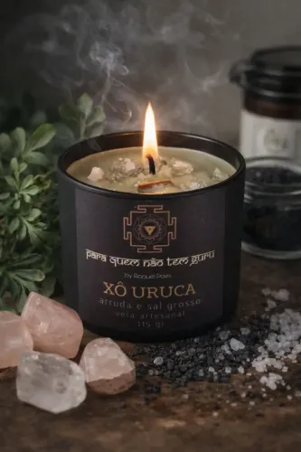 Vela artesanal de arruda e sal grosso 115g