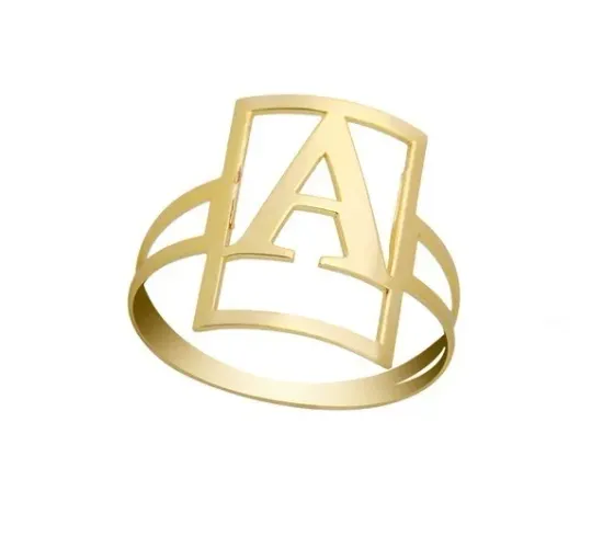 Anel letra Ouro 18 Kilates Peso 2.25 Gramas 20 x 10 mm Maciço Todas as Letras