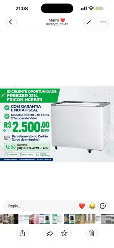 FREEZER 311L FRICON HCEB311