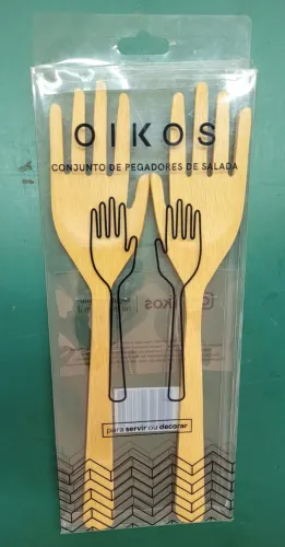 Conjunto Pegadores de Salada em Bambu Formato de Mão - Oikos