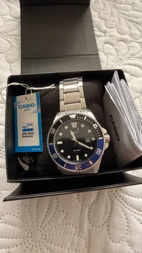 Relógio Casio Duro Mergulho MDV-107 WR200M - Pulseira Aço + Extra Borracha