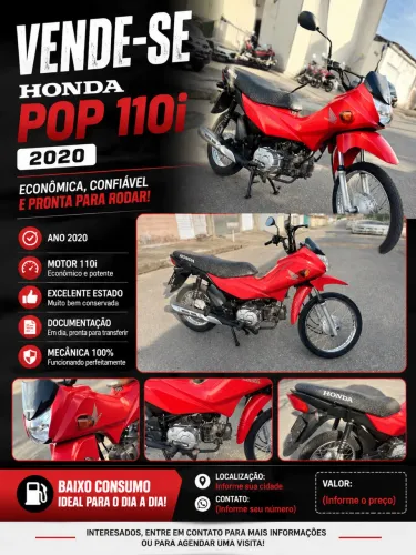 Pop seminova e conservada: Honda Pop 110i - Ano 2020- Única Dona