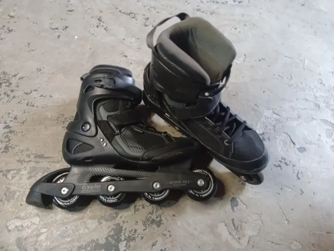 Kit patins n°44 + equipamentos e bolsa.