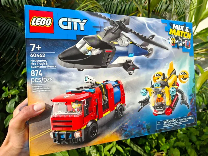 LEGO CITY HELICÓPTERO, CAMINHAO DOS BOMBEIROS E SUBMARINO