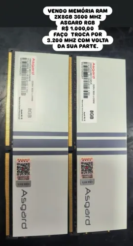 Vendo memória RAM 2x 8gb 3600 mhz
