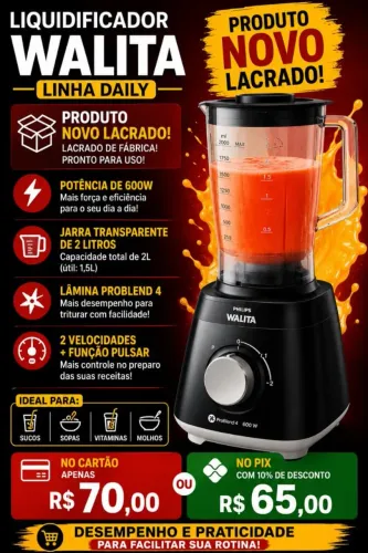 Liquidificador Philips Walita Daily 600W 2 Litros Novo Lacrado