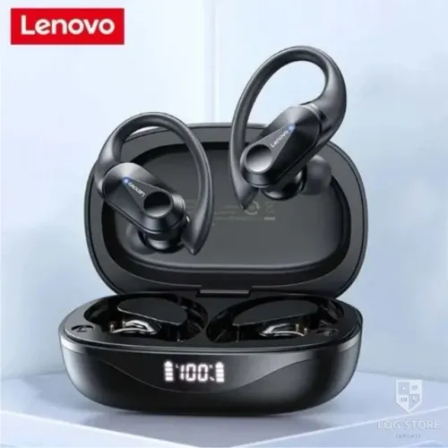 Fone De Ouvido Esportivo Lenovo LP75 Sem Fio Bluetooth 5.3 Cor Preto Entrega Rápida