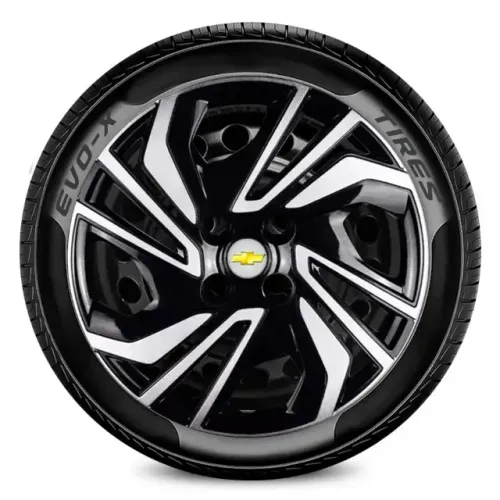 Calota Aro 14 4x100 Chevrolet GM Preto Brilhante e Prata und