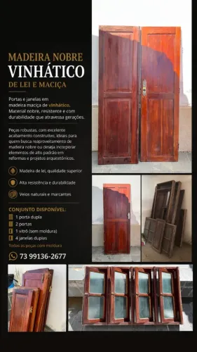 Portas e Janelas Em Madeira Maciça De Vinhático Madeira Nobre