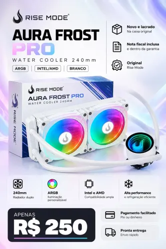 Water Cooler Rise Mode Aura Frost Pro, ARGB, 240mm, Intel-AMD, Branco, RM-WCZ-06-ARGB
