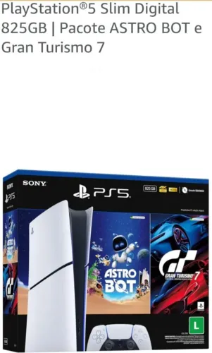 PlayStation5 Slim Digital 825 GB, Pacote ASTRO  Bot  Novo Lacrado<br>Gran Turismo 7