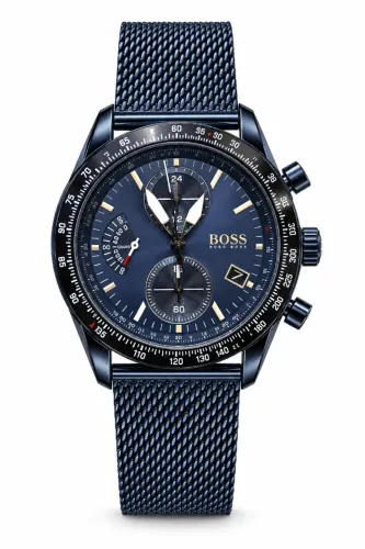 Relógio Masculino BOSS Pilot Edition 1513887 44 mm Pulseira Mesh Azul - Novo na Caixa