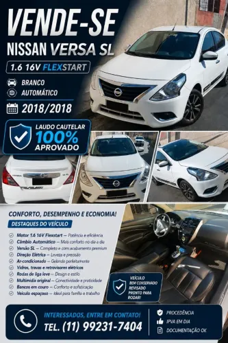 Nissan Versa SL 1.6 16V Flexstart 4P Aut. 2018