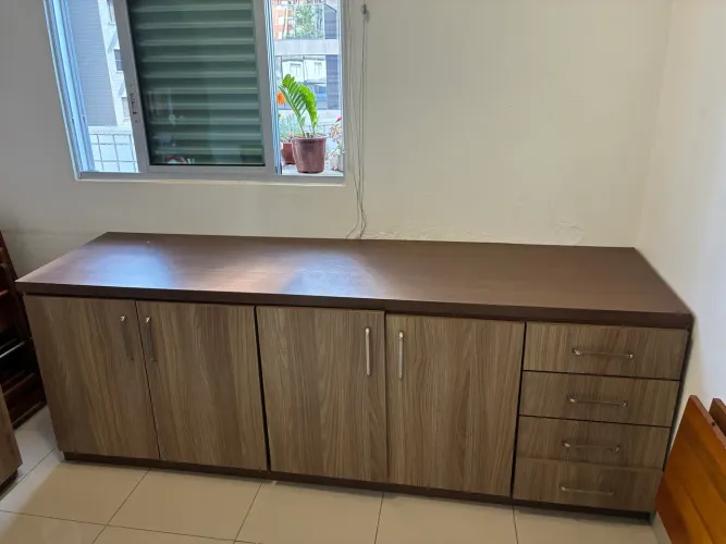 Armário Multiuso MDF Puro e Reforçado | Aparador | Rack com 4 Gavetas e 4 Portas