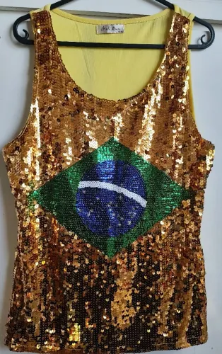 Blusa Paetês Brasil Tam (M 40-42)